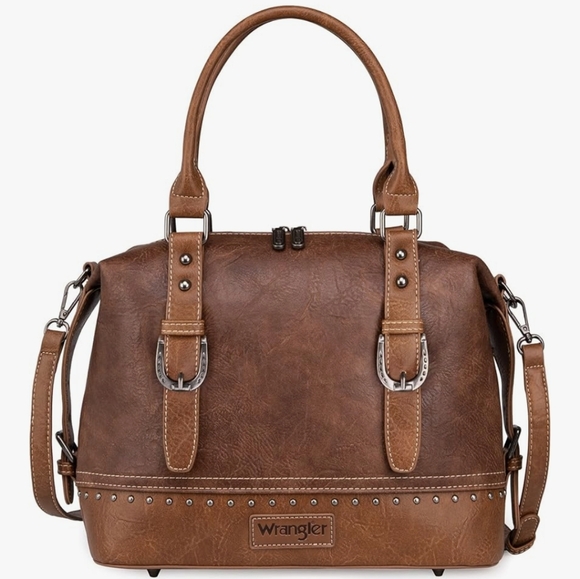 Wrangler Handbags - Wrangler Tan Leather Satchel for Women